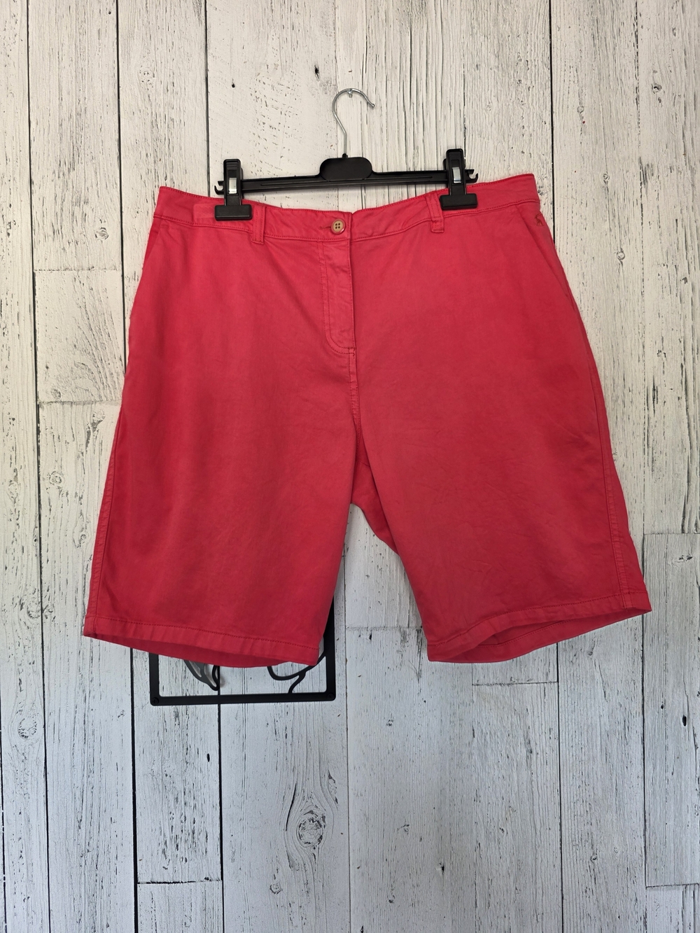 Joules Deep Coral Chino Shorts Embroidered Bunny Logo Women's Size 12 Preppy